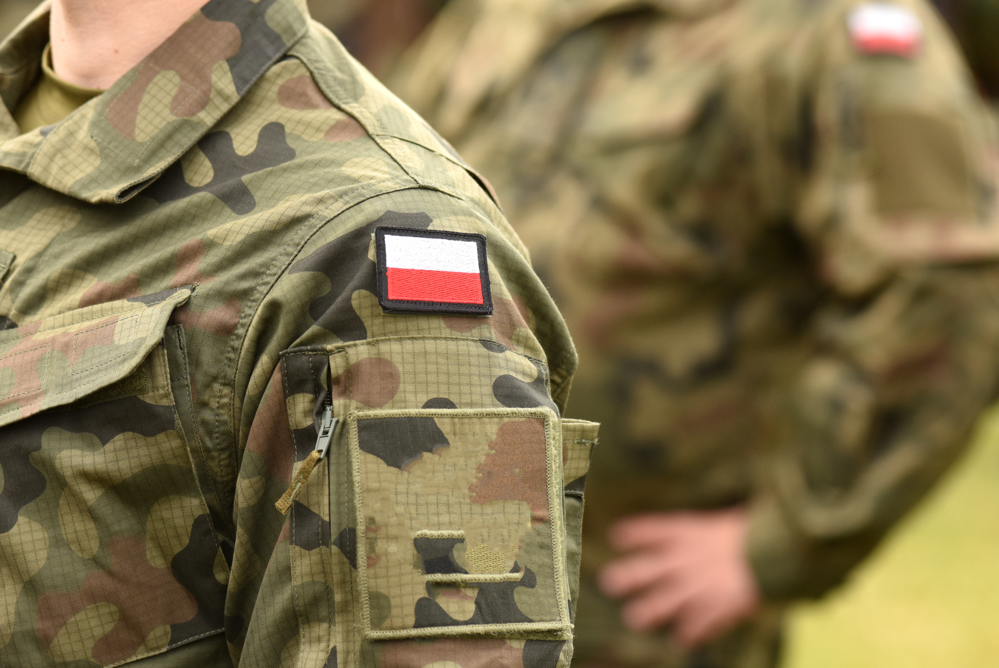 Polish Flag Patch on Soldiers Uniform